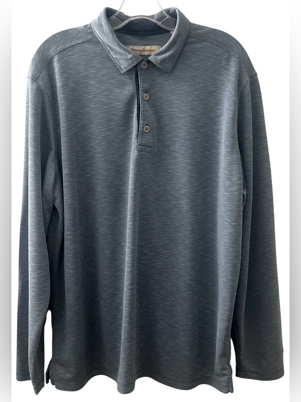 TOMMY BAHAMA Blue Heather Long Sleeve Polo Shirt Men’s Size Large